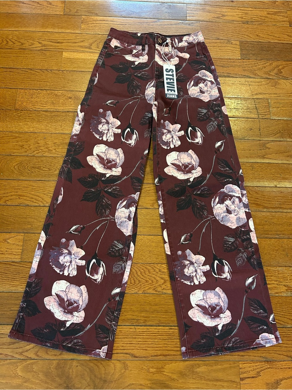 NEW Stevie Jeans by Steve Madden Flare Bell Bottom Floral Print EDM Festival 27"